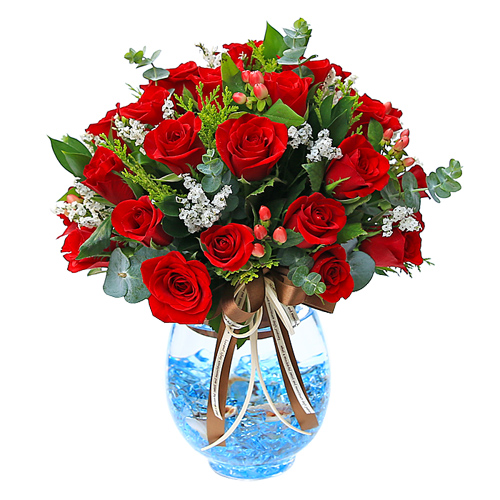 빨강장미  꽃화병 꽃바구니 특별한 스타일 꽃배달 테이블 꽃
