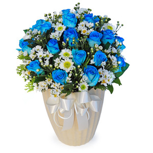 파란장미꽃바구니 블루로즈 파랑장미 꽃배달