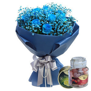 파란장미 화이트데이 생일꽃다발 여자친구곷다발 꽃배달 블루로즈 파랑장미