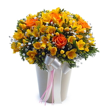 후리지아 꽃바구니 (18호) 화이트데이꽃바구니 화이트데이 꽃다발 꽃배달 꽃선물